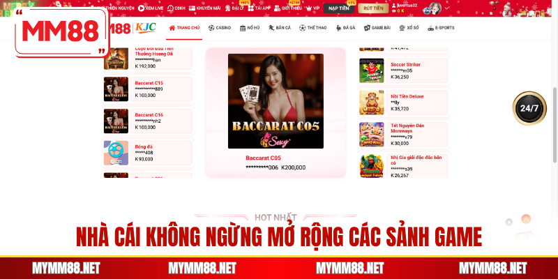 Nhà cái không ngừng mở rộng các sảnh game